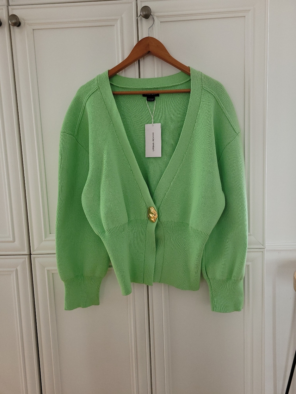URBAN REVIVO PASTEL GREEN HEAVYWEIGHT CARDIGAN SWEATER SZ XXXL- NWT